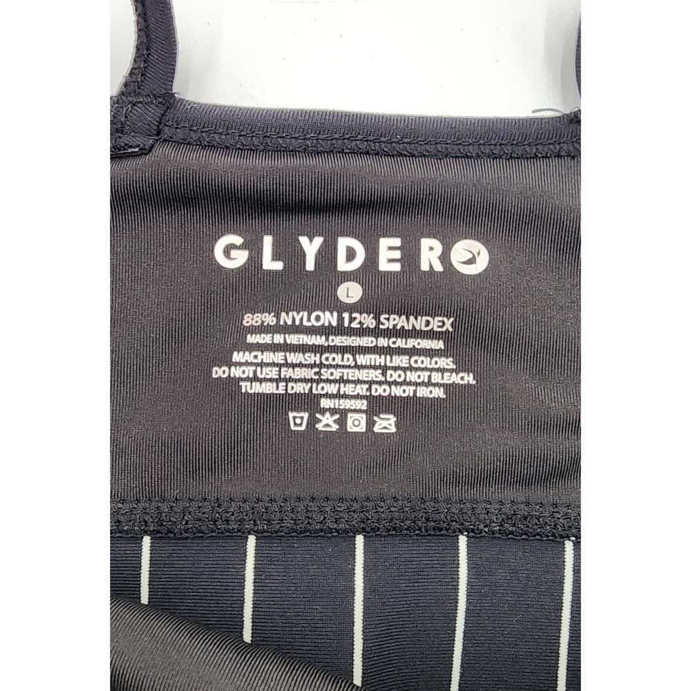 Glyder Striped Activewear Set Womens Large Black White Crossback Yoga EXC - Picture 8 of 16